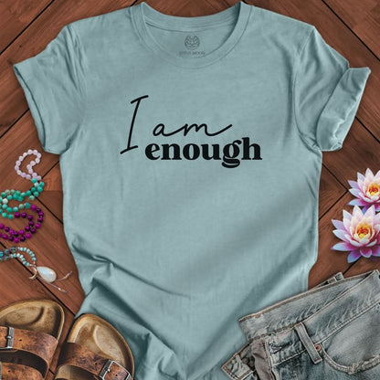 I Am Enough Tee Heather Blue Lagoon
