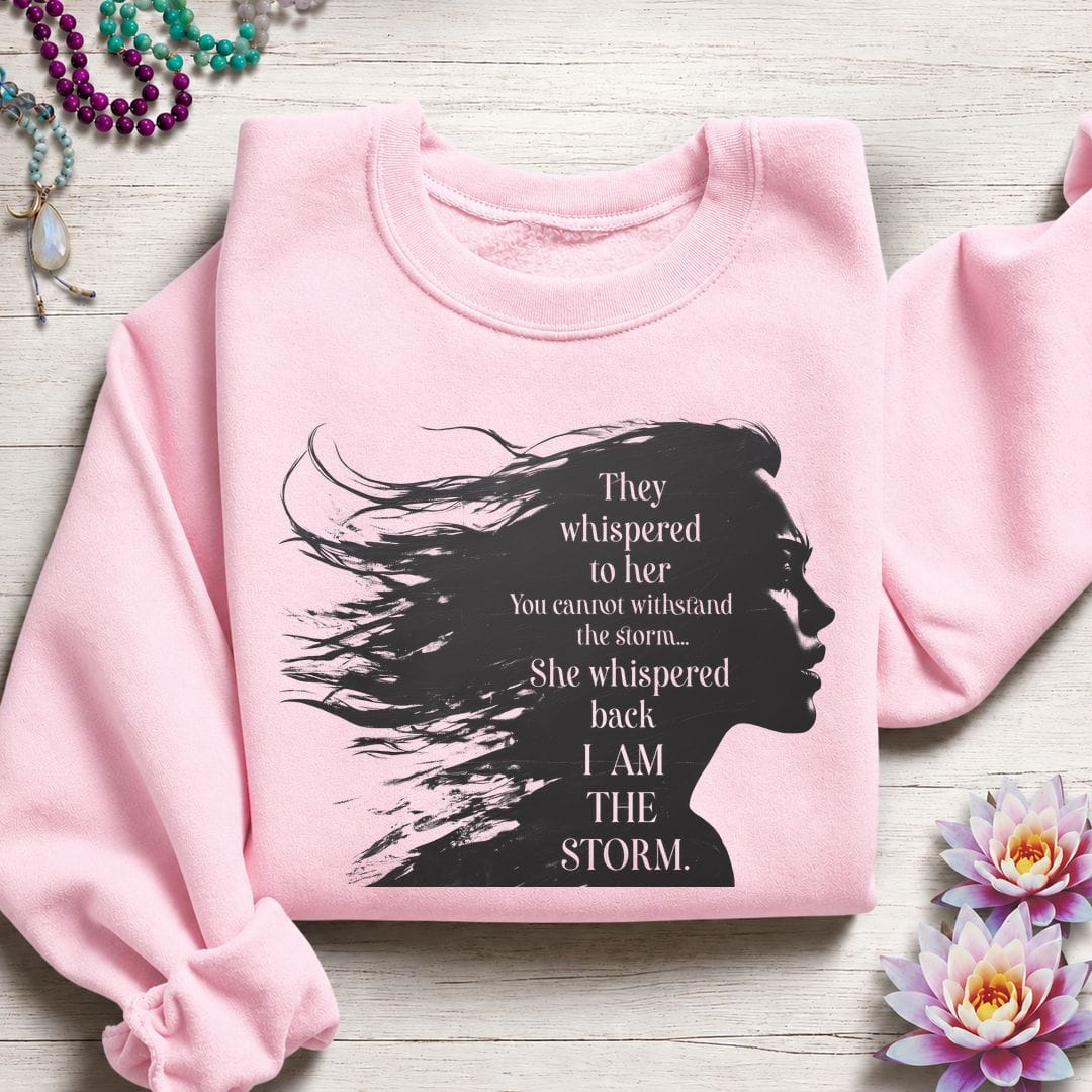 Printify Sweatshirt I Am The Storm Sweatshirt Light Pink / S