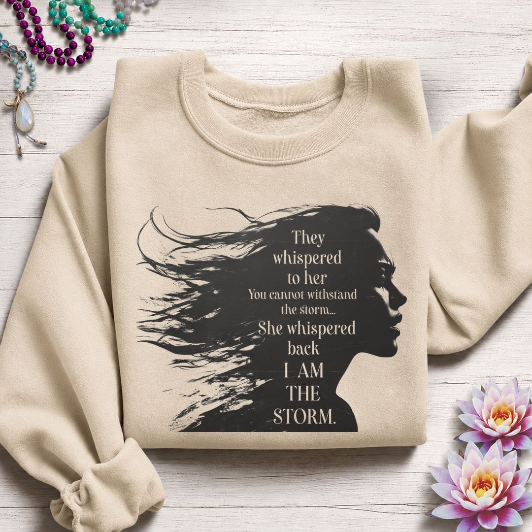 Printify Sweatshirt I Am The Storm Sweatshirt Sand / S