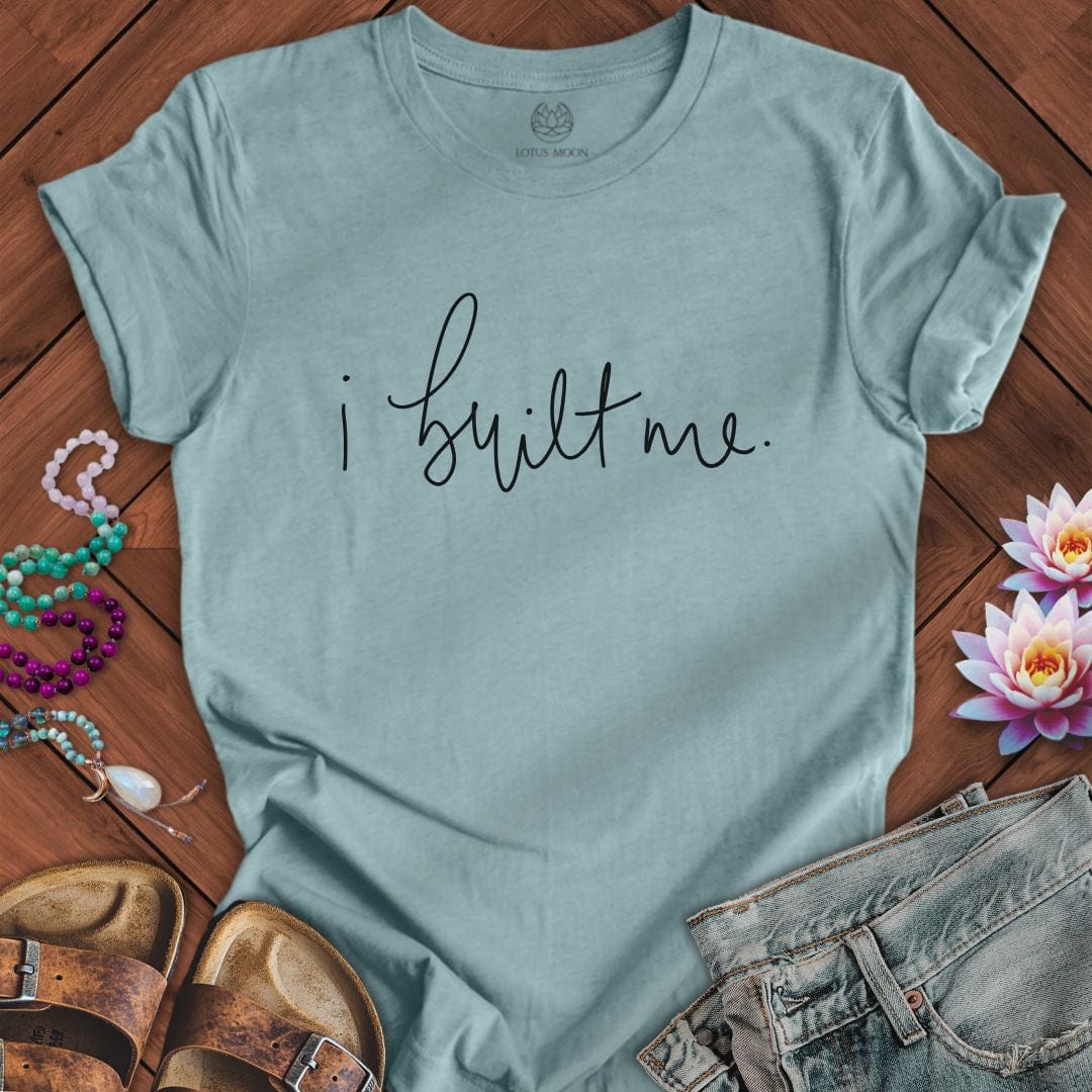 I Built Me Tee Heather Blue Lagoon