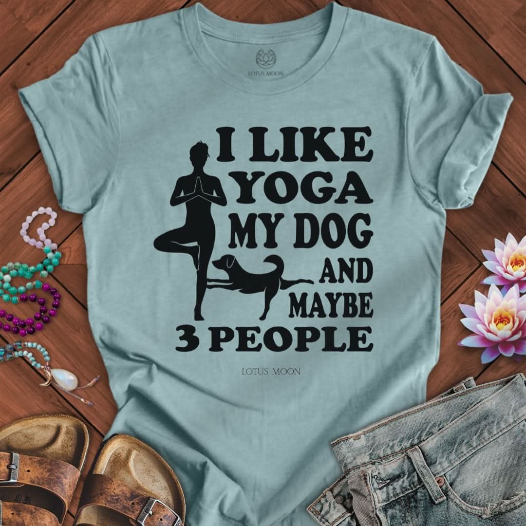 I Like Yoga Tee Heather Blue Lagoon