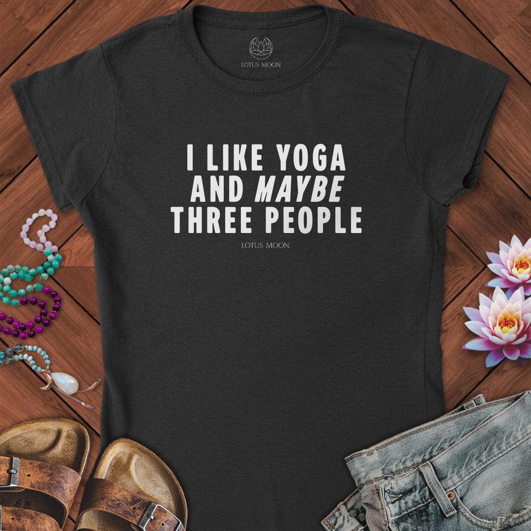 I Like Yoga Text Fitted Tee Black