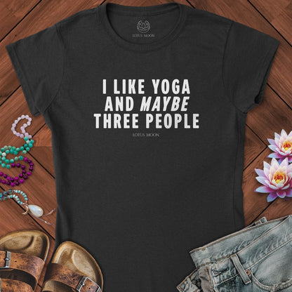 I Like Yoga Text Fitted Tee Black