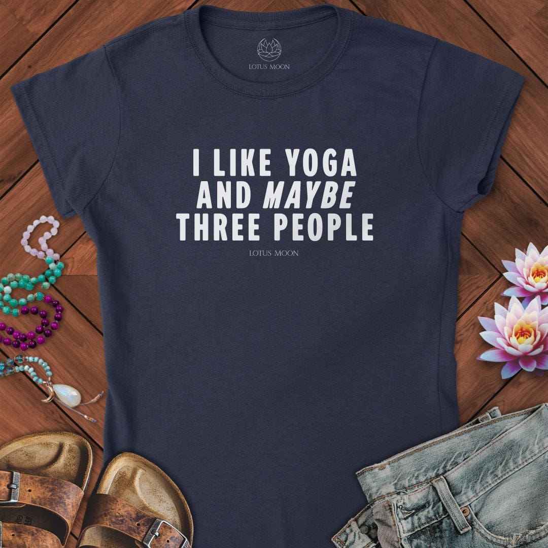 I Like Yoga Text Fitted Tee Navy