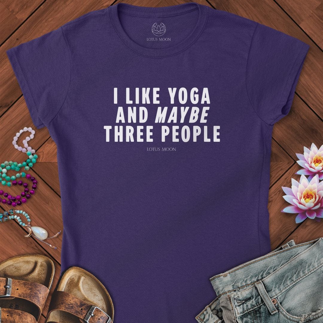 I Like Yoga Text Fitted Tee Purple