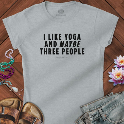 I Like Yoga Text Fitted Tee Sport Grey