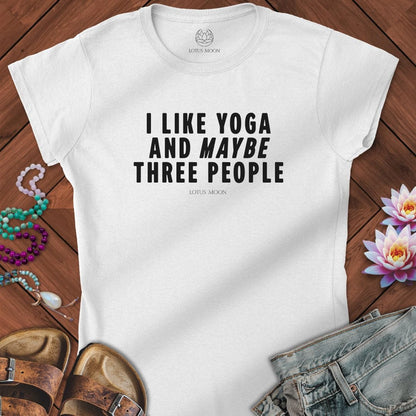 I Like Yoga Text Fitted Tee White