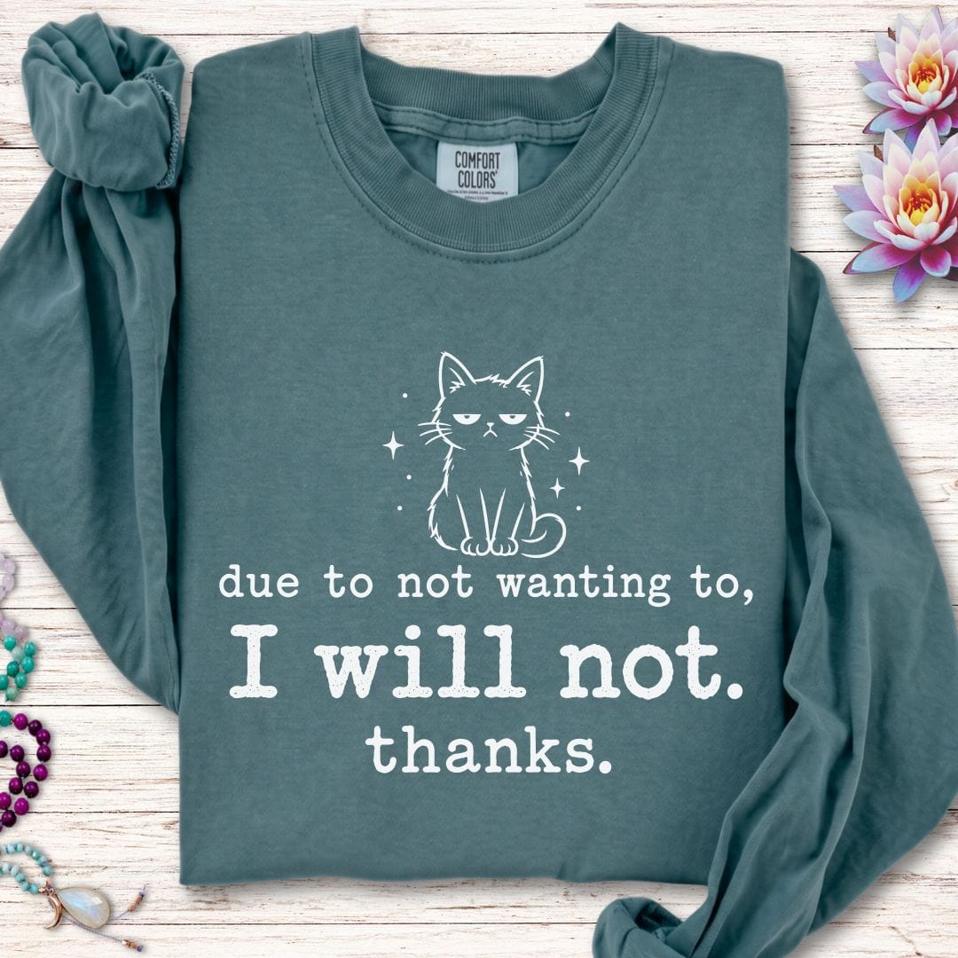 I Will Not Long Sleeve Tee Blue Spruce