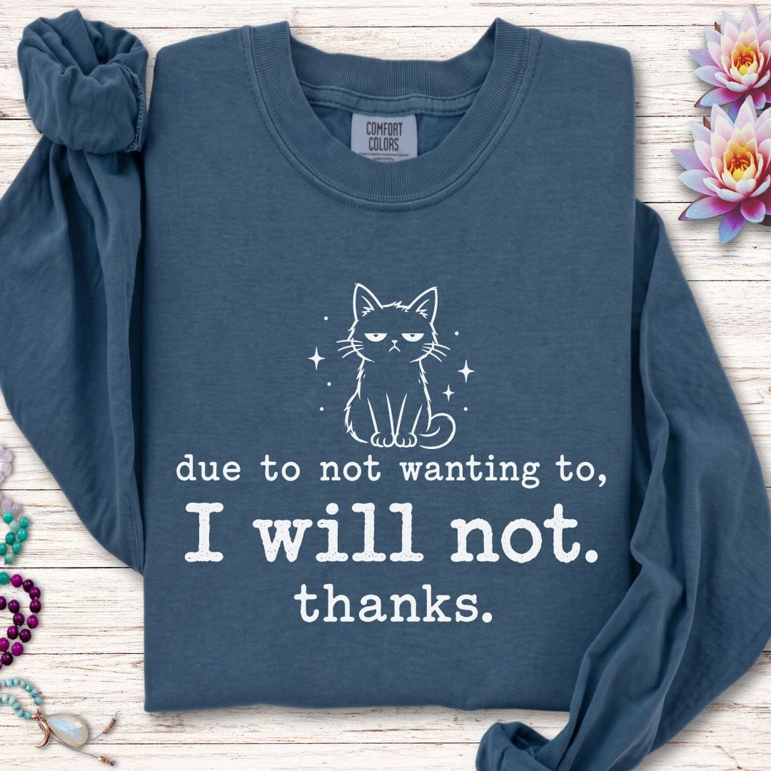 I Will Not Long Sleeve Tee Midnight
