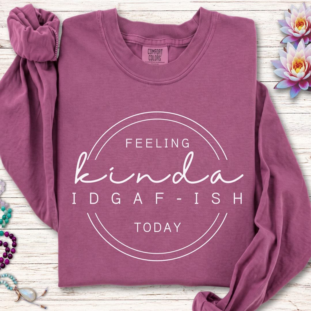 Printify Long-sleeve IDGAF-ish Long Sleeve Tee Berry / S
