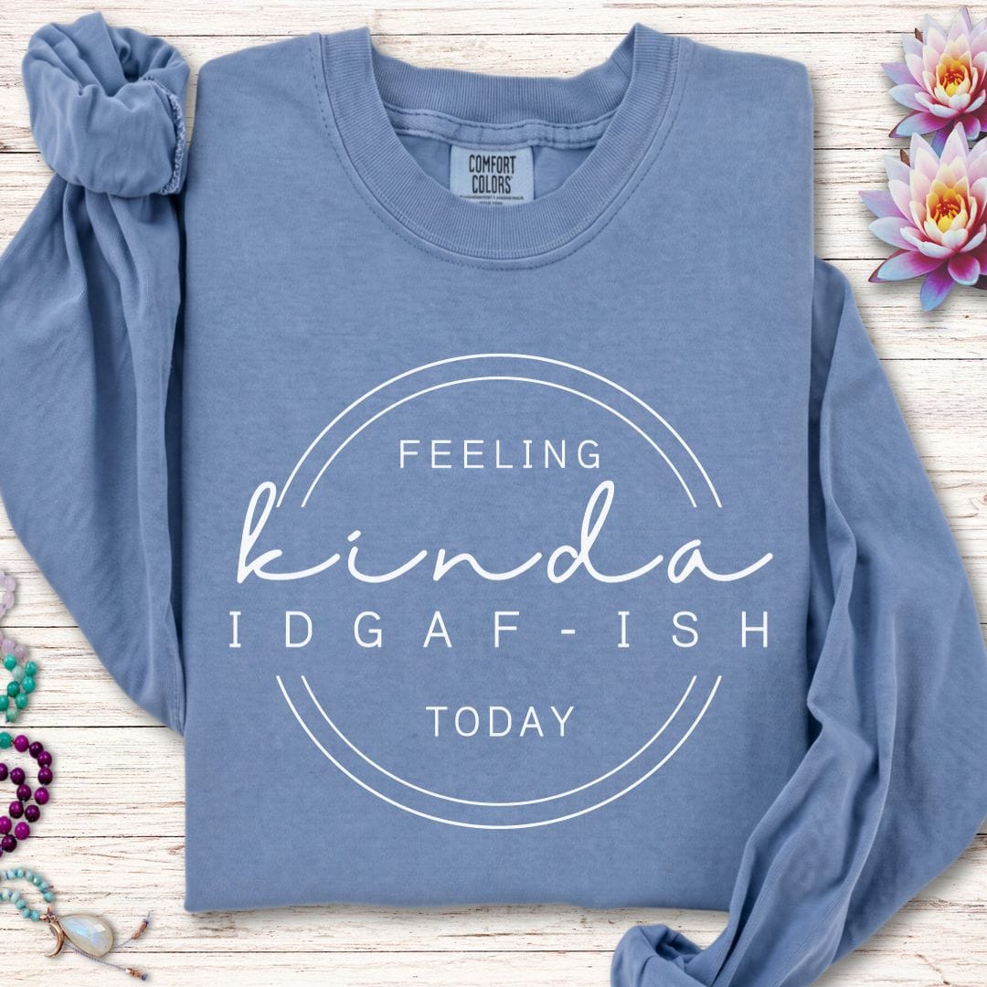 Printify Long-sleeve IDGAF-ish Long Sleeve Tee Blue Jean / S