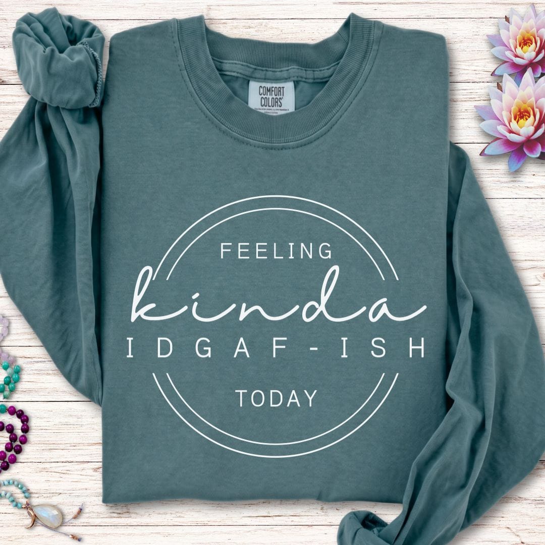 Printify Long-sleeve IDGAF-ish Long Sleeve Tee Blue Spruce / S