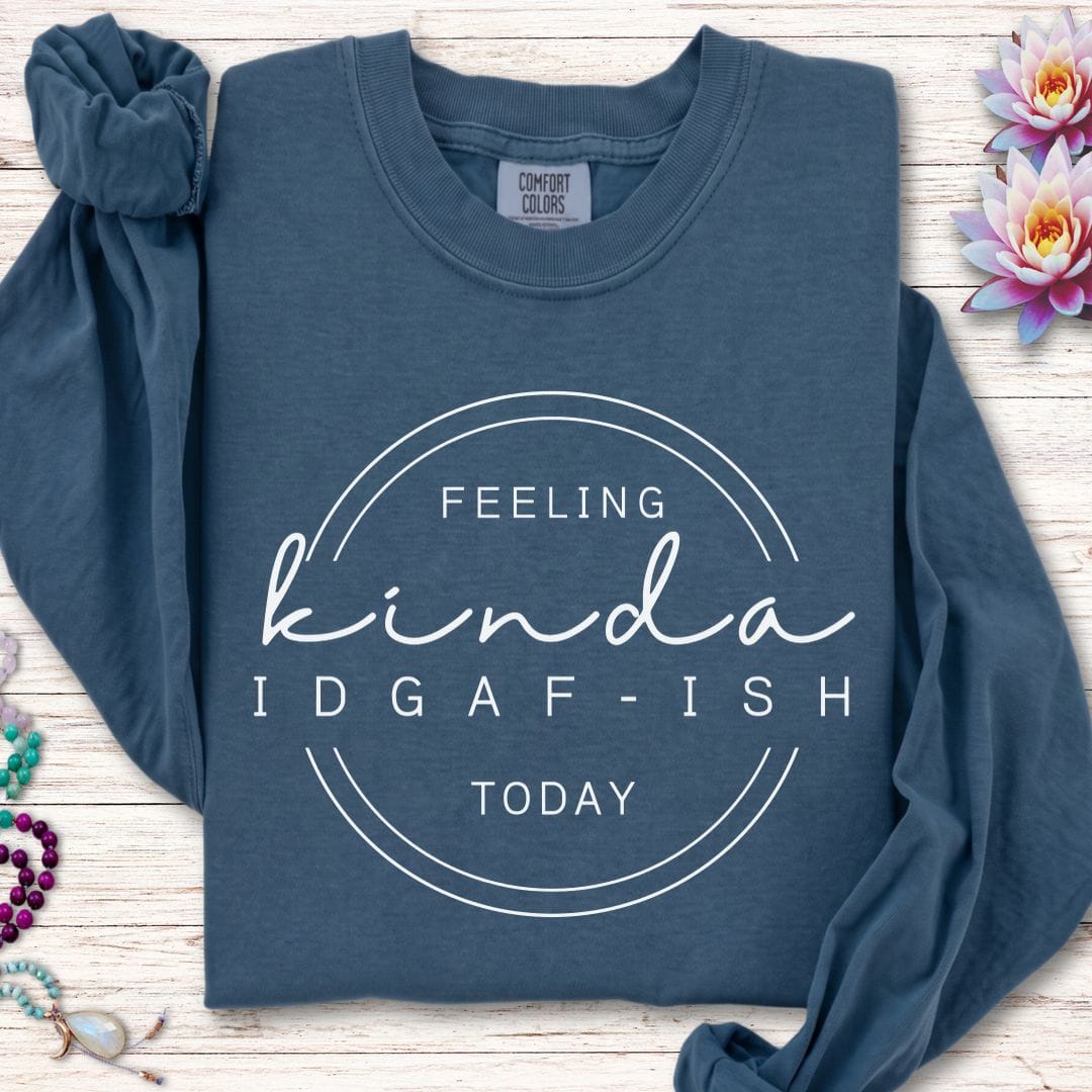 Printify Long-sleeve IDGAF-ish Long Sleeve Tee Midnight / S