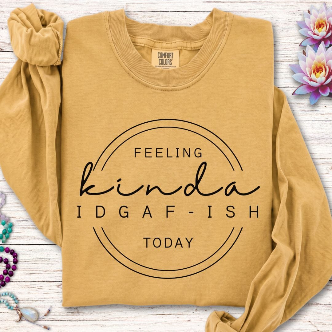 Printify Long-sleeve IDGAF-ish Long Sleeve Tee Mustard / S