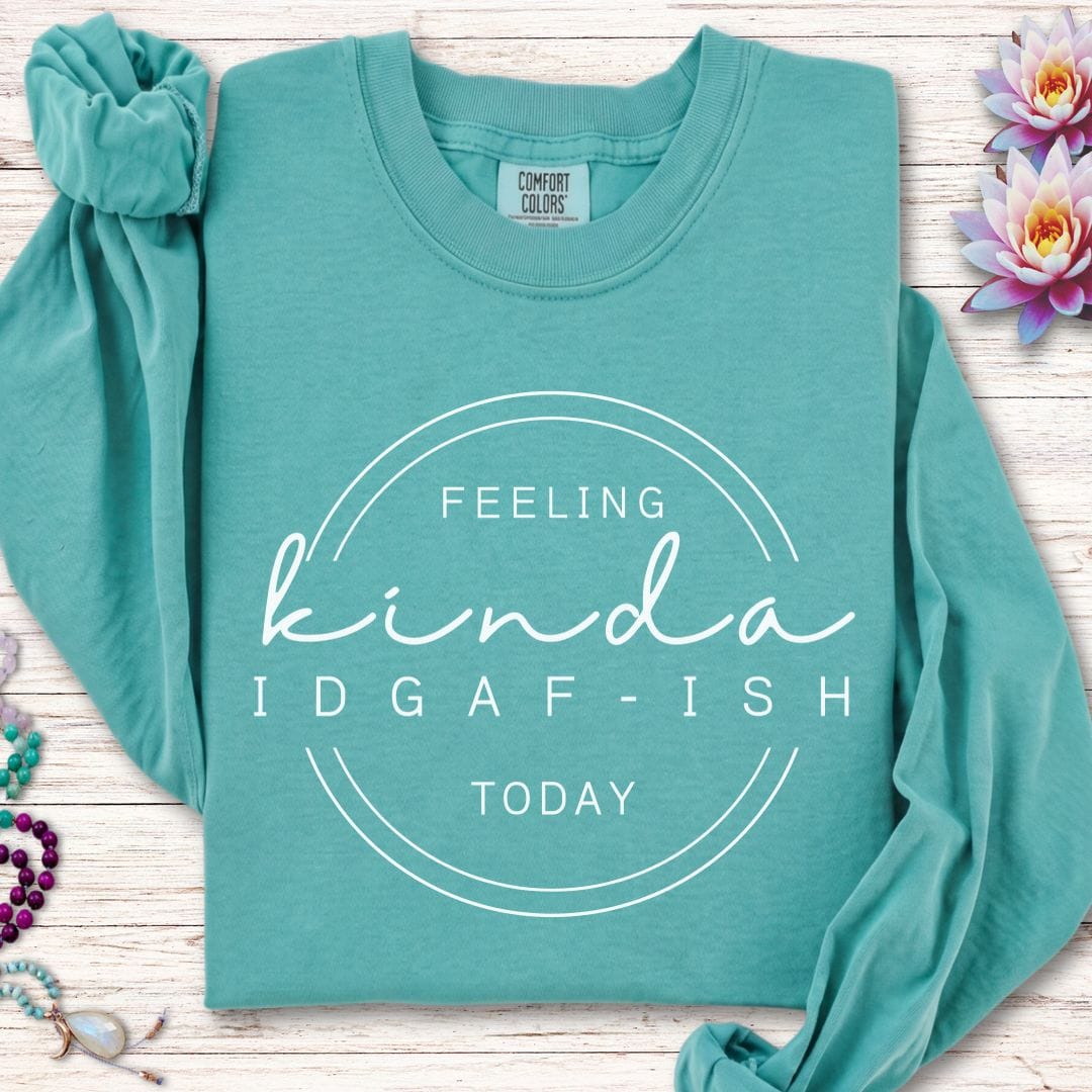 Printify Long-sleeve IDGAF-ish Long Sleeve Tee Seafoam / S