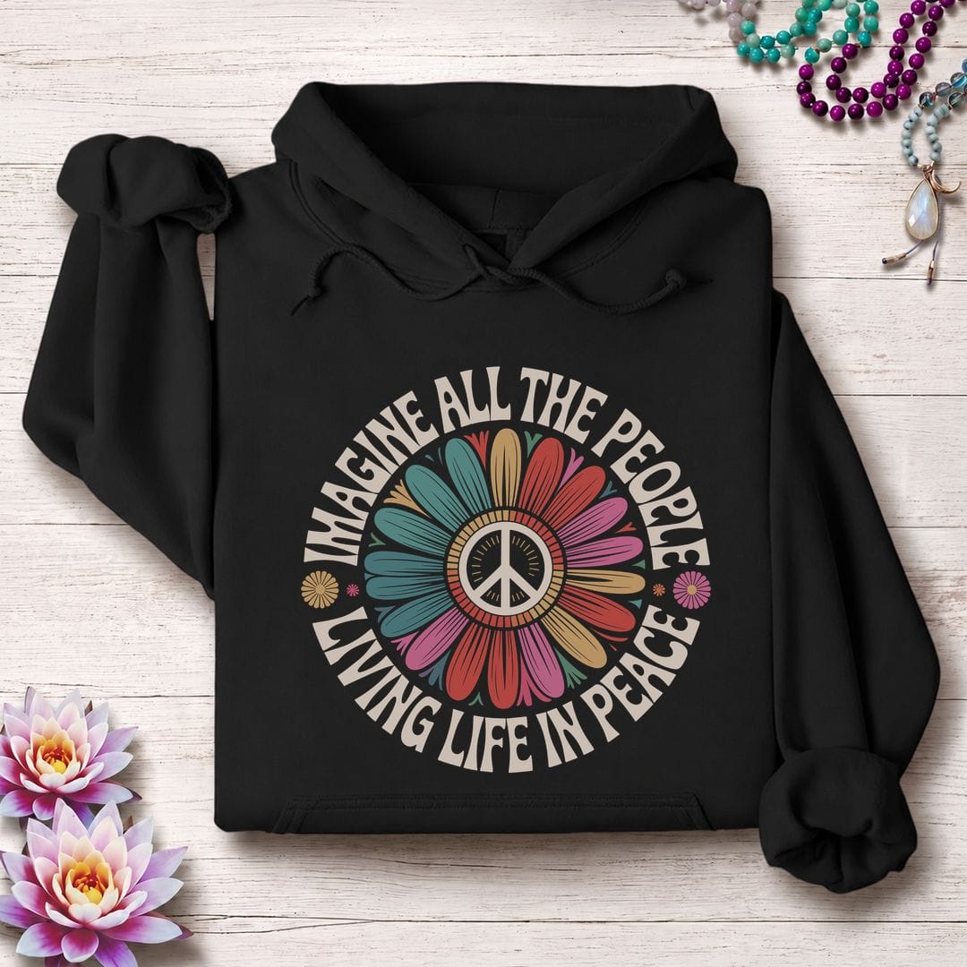 Printify Hoodie Imagine Peace Hoodie Black / S