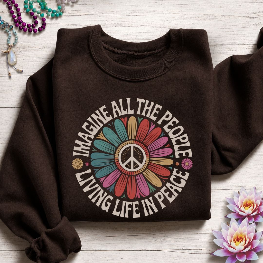 Imagine Peace Sweatshirt Dark Chocolate