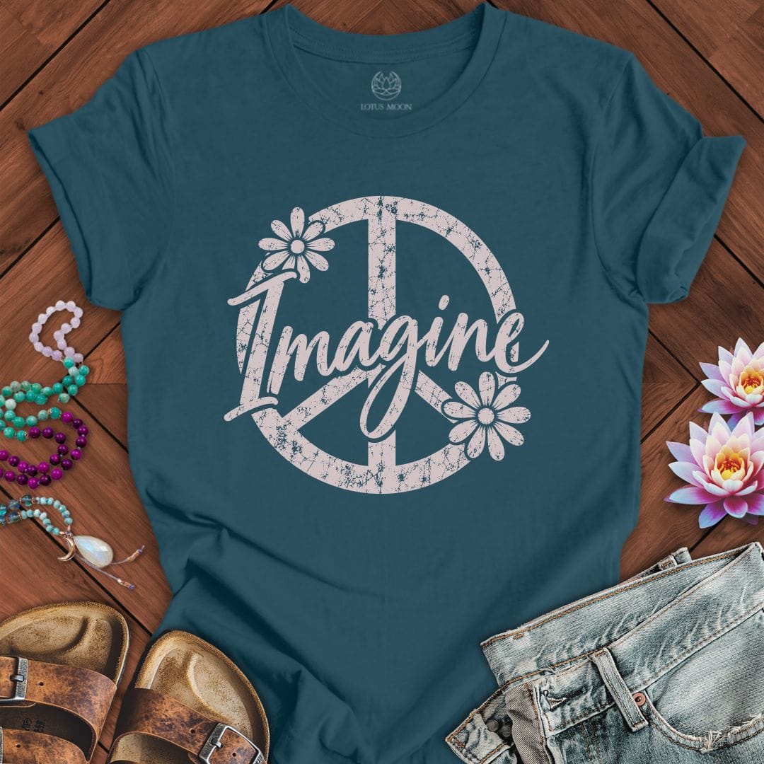 Imagine Peace Symbol Tee Deep Teal