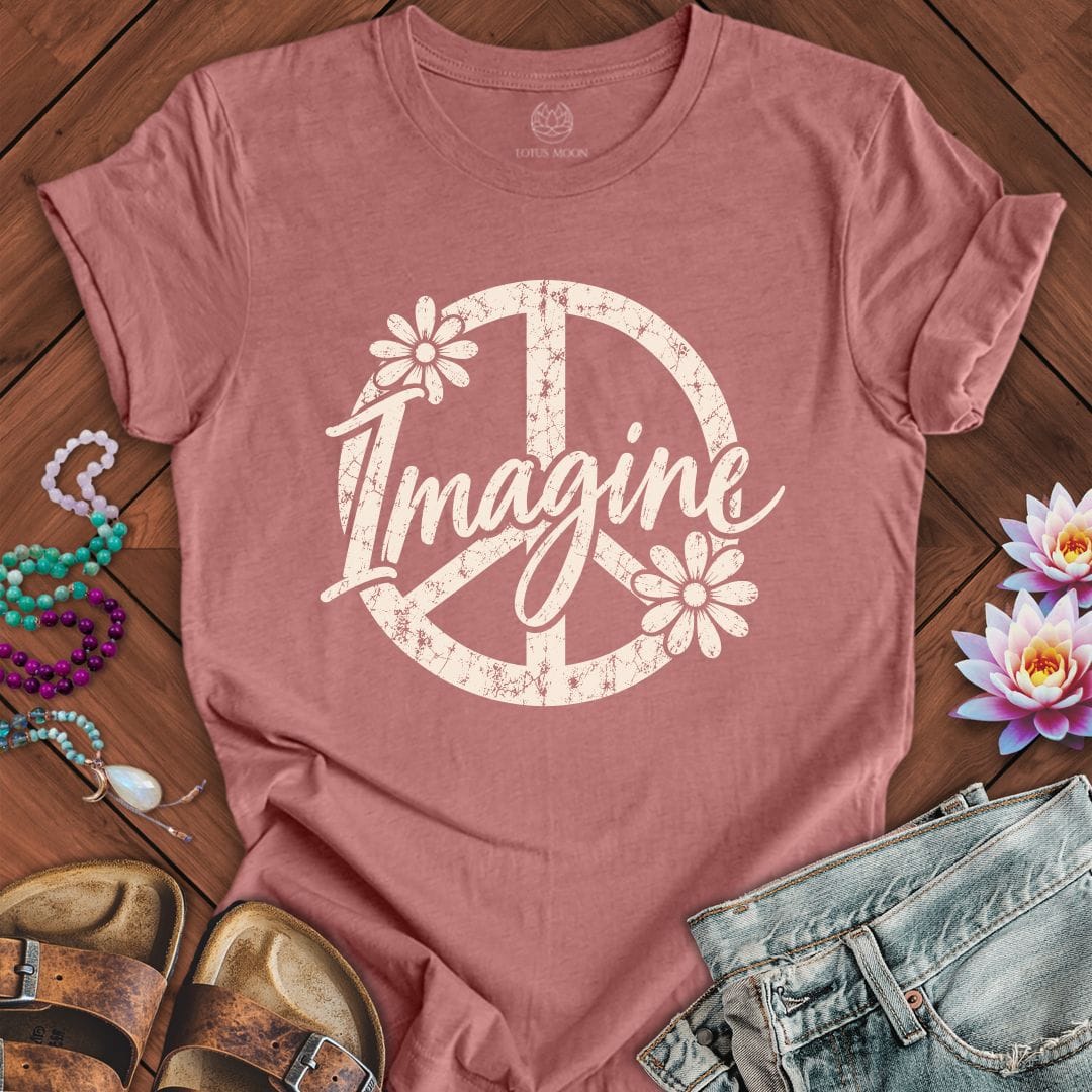 Imagine Peace Symbol Tee Heather Mauve