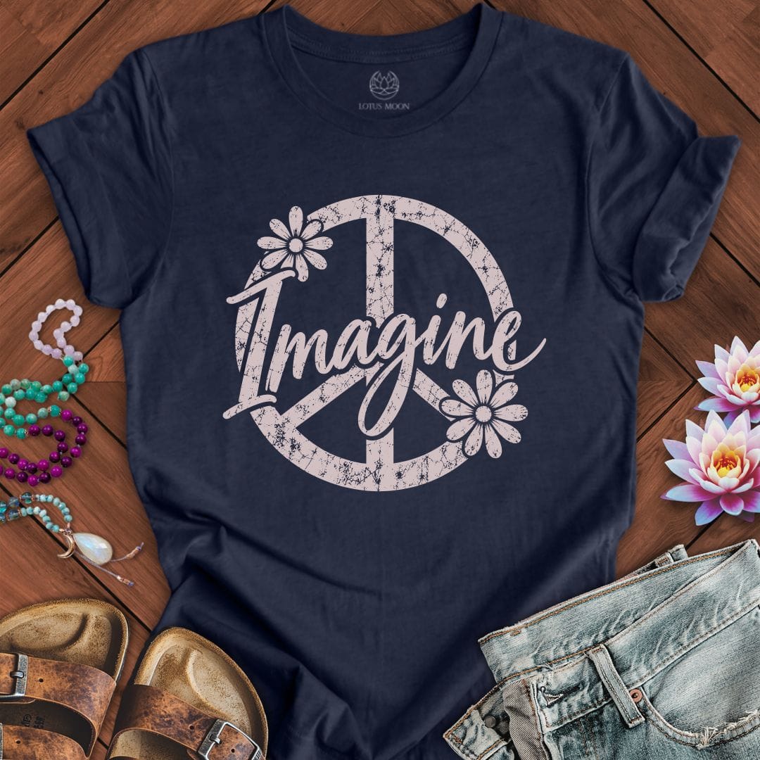 Imagine Peace Symbol Tee Heather Midnight Navy
