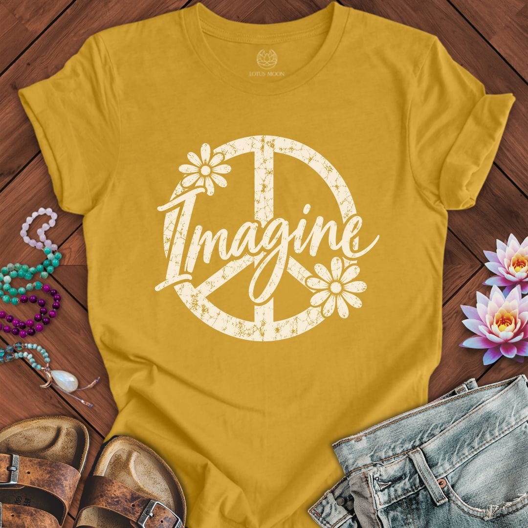Imagine Peace Symbol Tee Heather Mustard