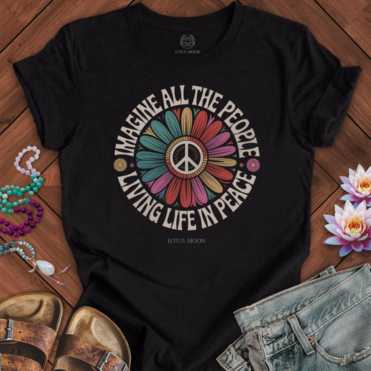Imagine Peace Tee Black Heather