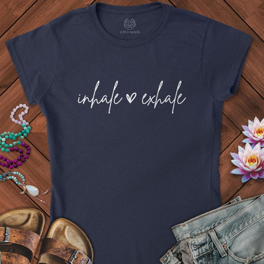Inhale Exhale Fitted Tee Navy