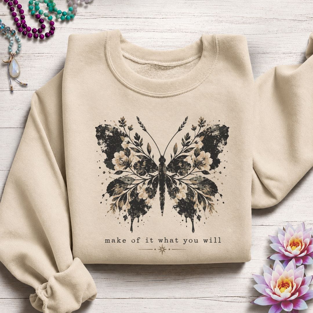 Inkblot Butterfly Sweatshirt Sand