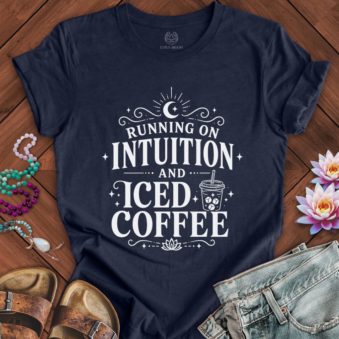 Intuition and Iced Coffee Tee Heather Midnight Navy