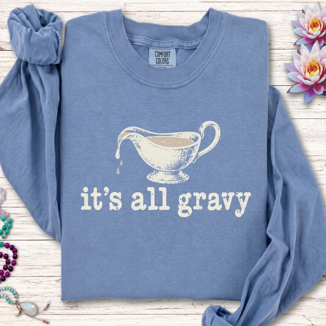 It's All Gravy Long Sleeve Tee Blue Jean
