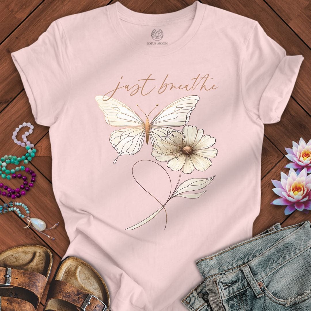 Just Breathe Butterfly Tee Soft Pink