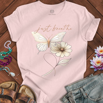 Just Breathe Butterfly Tee Soft Pink