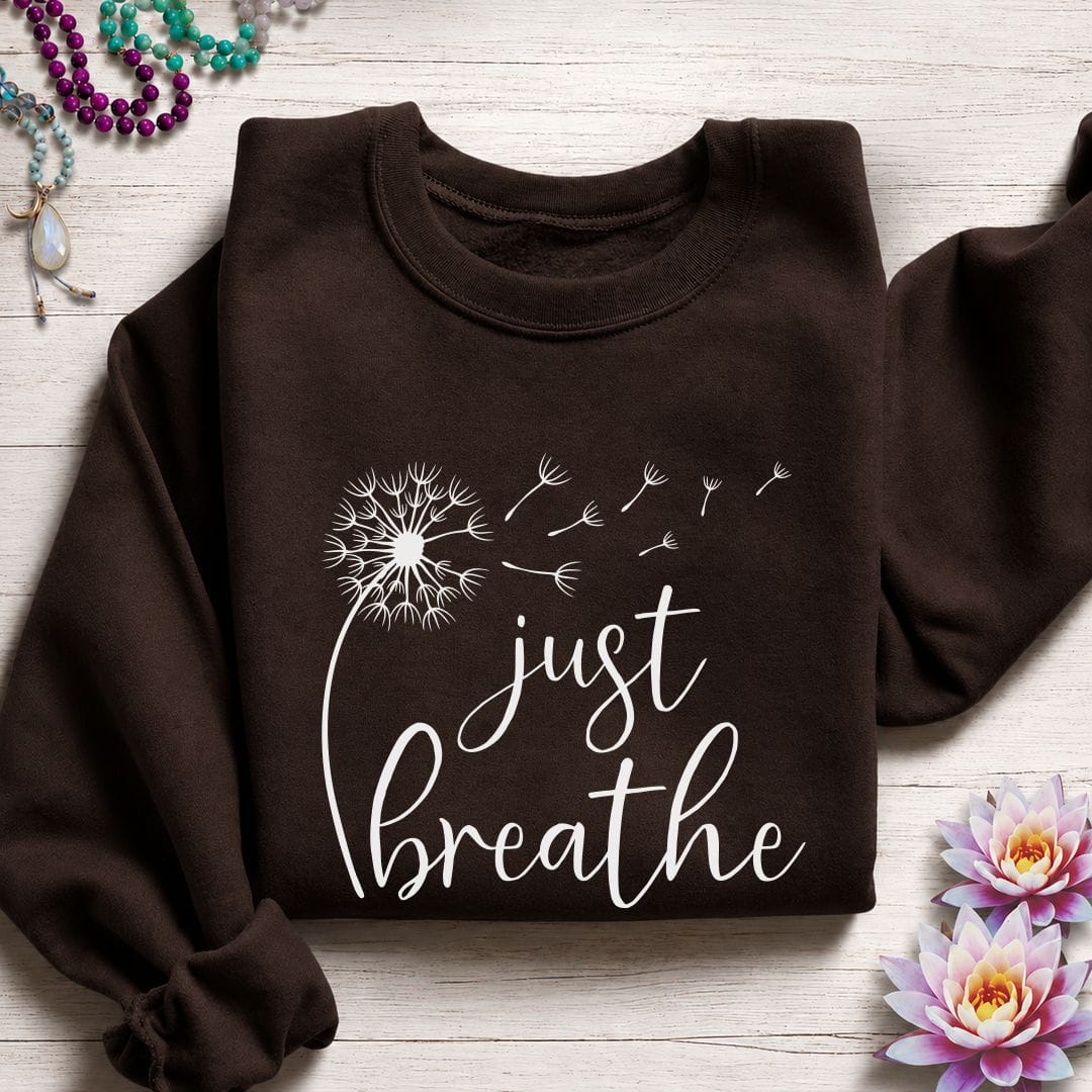 Just Breathe Dandelion Sweatshirt Dark Chocolate