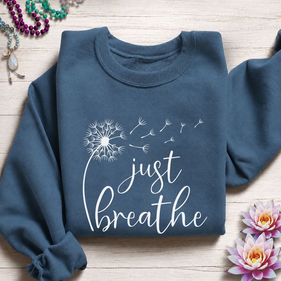 Just Breathe Dandelion Sweatshirt Indigo Blue