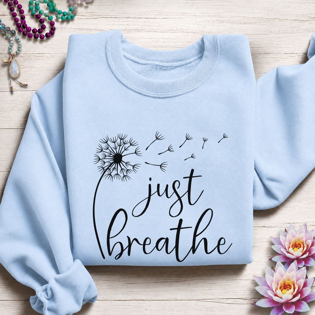 Just Breathe Dandelion Sweatshirt Light Blue