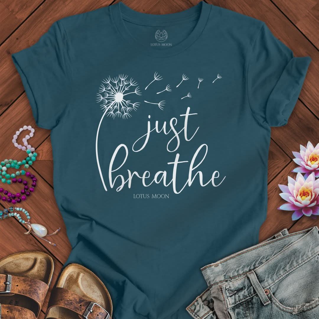 Just Breathe Dandelion Tee Heather Deep Teal