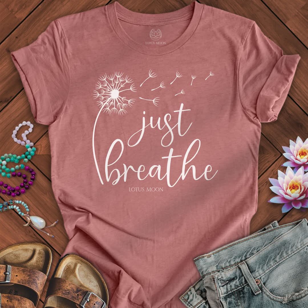 Just Breathe Dandelion Tee Heather Mauve