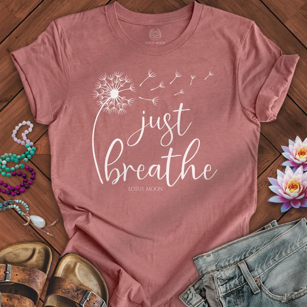 Just Breathe Dandelion Tee Heather Mauve