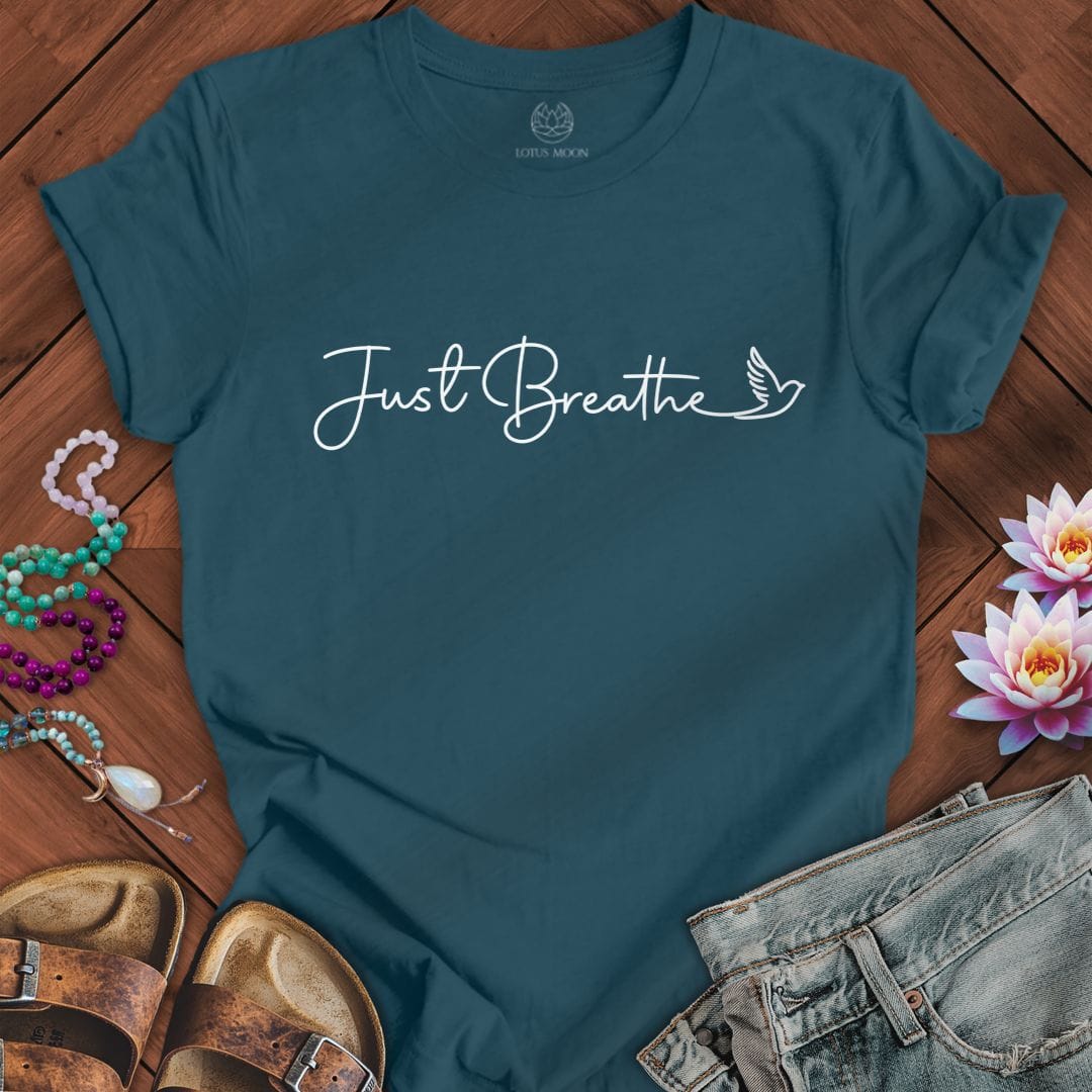Printify T-Shirt Just Breathe Dove Tee Deep Teal / S