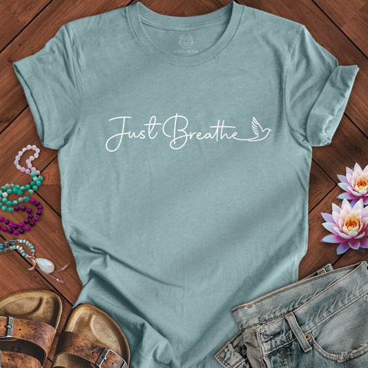 Just Breathe Dove Tee Heather Blue Lagoon