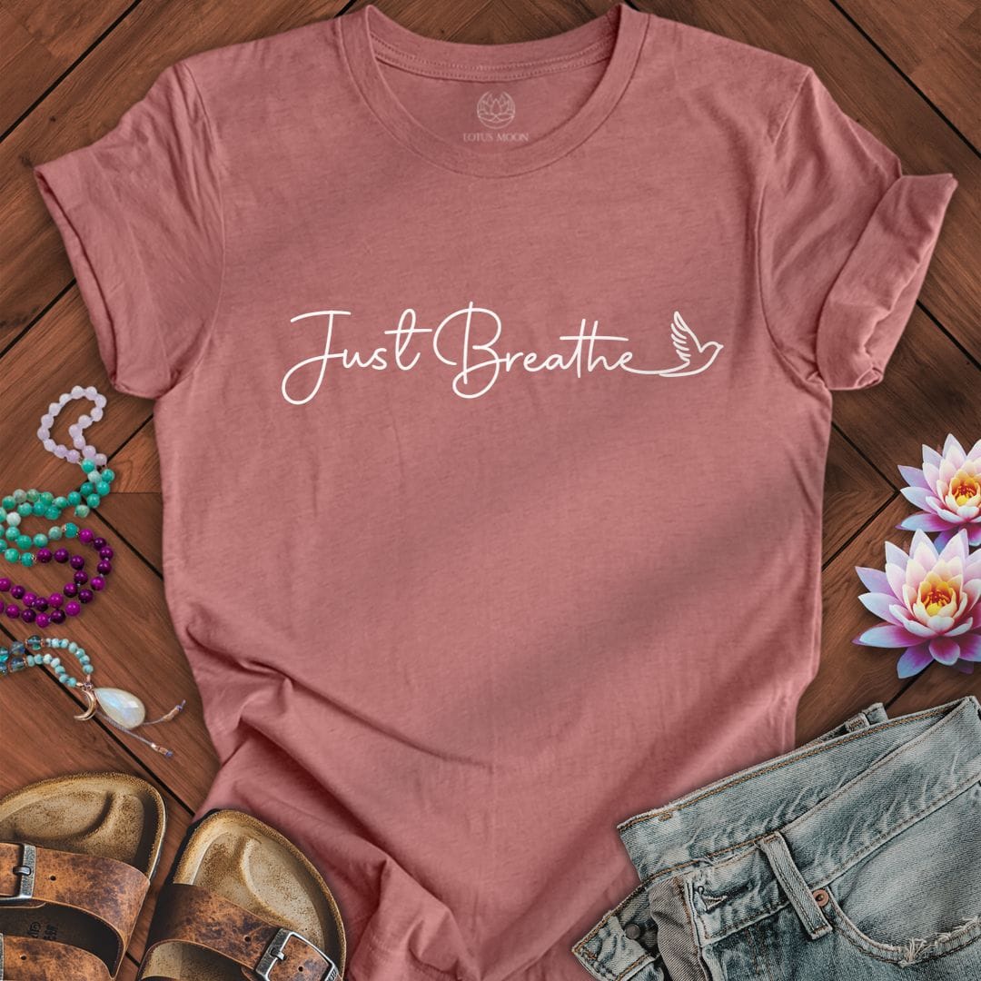 Printify T-Shirt Just Breathe Dove Tee Heather Mauve / S
