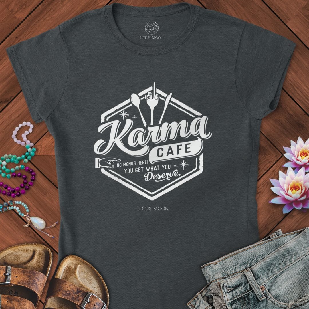 Karma Cafe Fitted Tee Dark Heather