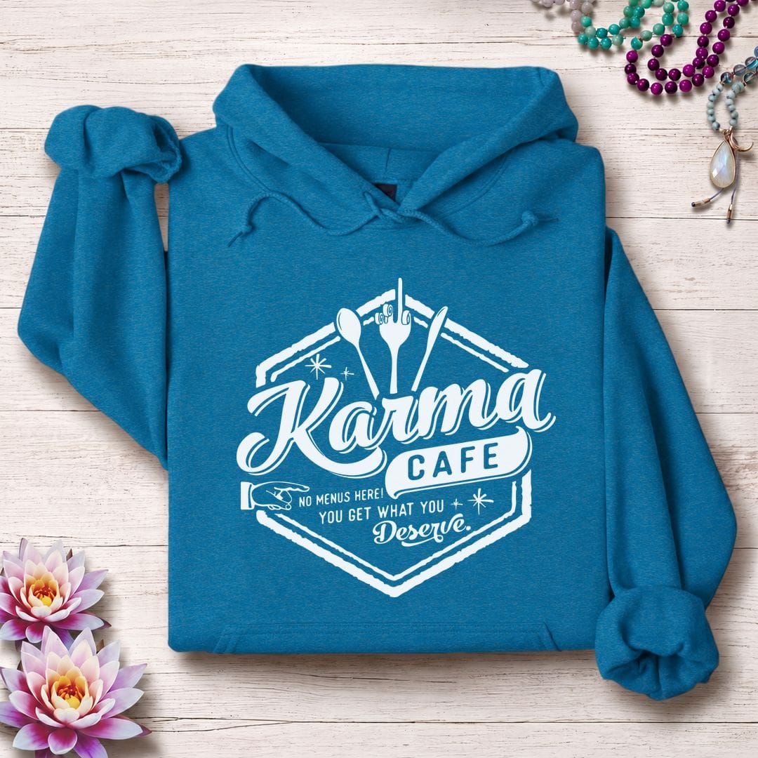 Printify Hoodie Karma Cafe Hoodie Antique Sapphire / S