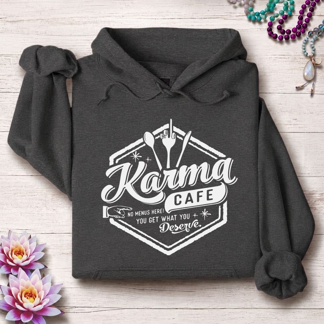 Printify Hoodie Karma Cafe Hoodie Dark Heather / S