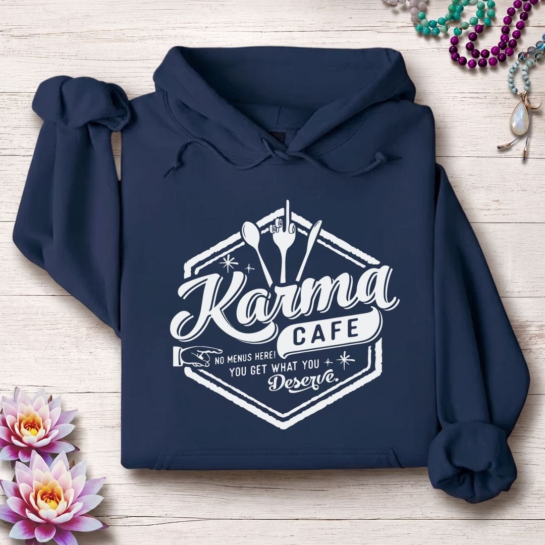 Printify Hoodie Karma Cafe Hoodie Navy / S