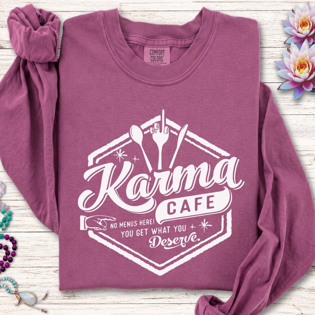 Printify Long-sleeve Karma Cafe Long Sleeve Tee Berry / S