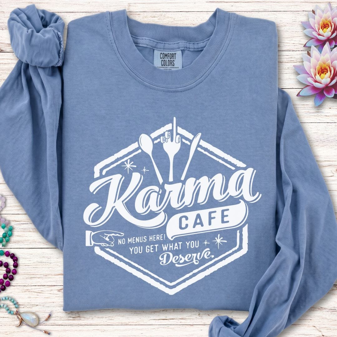 Printify Long-sleeve Karma Cafe Long Sleeve Tee Blue Jean / S