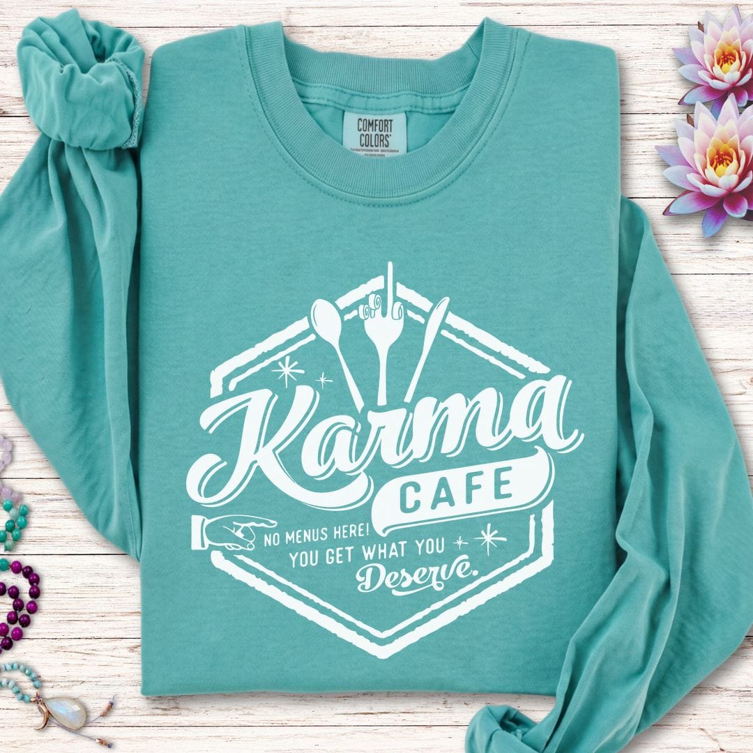 Printify Long-sleeve Karma Cafe Long Sleeve Tee Seafoam / S