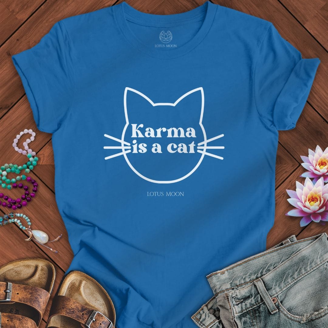 Karma is a Cat Tee Columbia Blue
