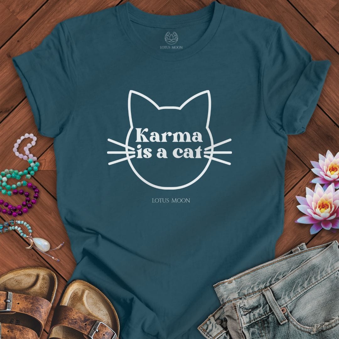 Karma is a Cat Tee Deep Teal